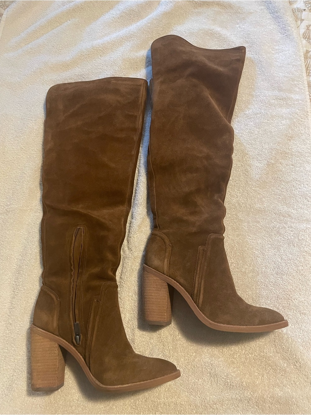 Vince Camuto Brown Suede Over-the-Knee Block Heel Boots
